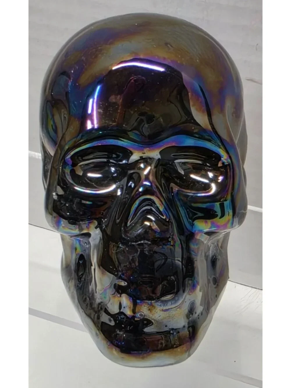 Halloween Skull Décor Lot Light Up Candle Iridescent Ceramic Gothic Mirror
